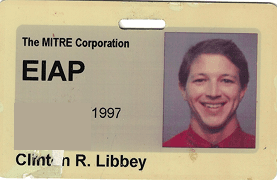 Clinton Libbey MITRE Corporation badge from 1997