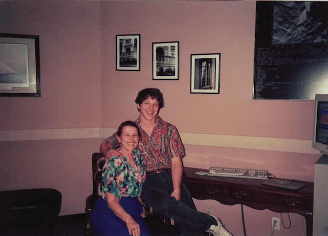 Clinton Libbey with his mother at Core Software Technology, early 1990s